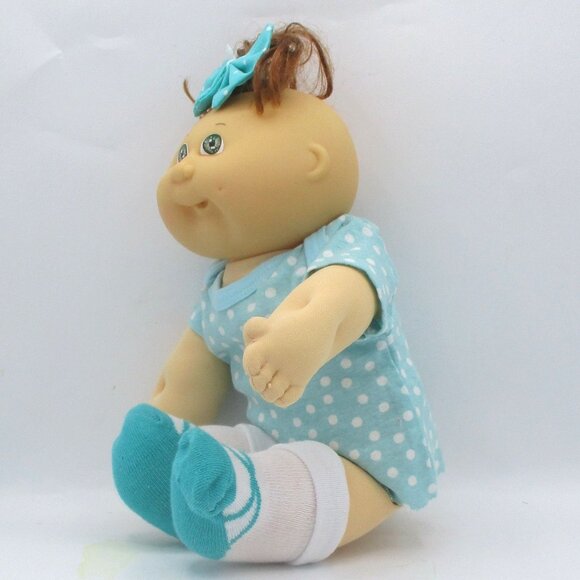 Vintage 1991 Hasbro Cabbage Patch Doll Polka Dot Dress Bow Adorable Baby - Picture 4 of 7